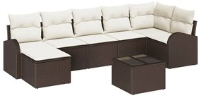 vidaXL Kanapé Szett párnával tárolóval 8 pcs Barna polirattan