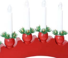 Karácsonyi gyertyatartó ív 10 LED gyertyával Piros