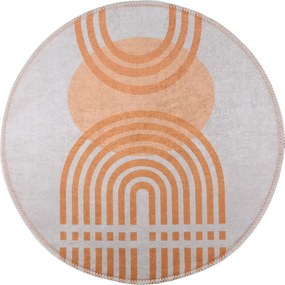 Narancssárga-szürke mosható kerek szőnyeg ø 80 cm Arch – Vitaus