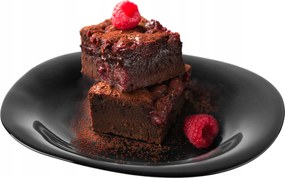 Desszert Tányér Csempe 21,5cm Tortához Fekete Üveg Lapos Tányérok