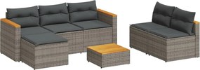 vidaXL 5 részes szürke polyrattan akácfa kerti ülőgarnitúra párnákkal