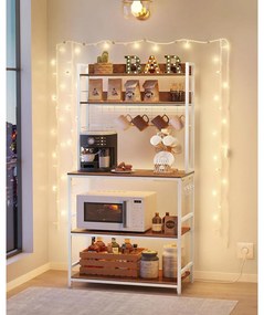 Konyhai polc, rendszerező polc konnektorokkal, 40x80x170 cm, barna- fehér