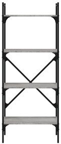 4 szintes szürke sonoma színű fa könyvespolc 56x31,5x138,5 cm