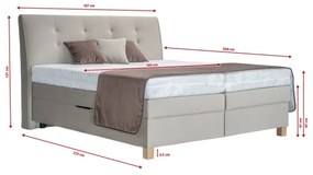 Boxspring ágy BEA 160x200 cm bézs színű matraccal
