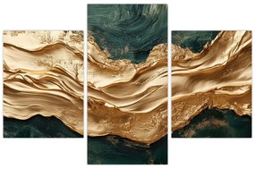 Kép - Zöld absztrakció arannyal II. (90x60 cm)
