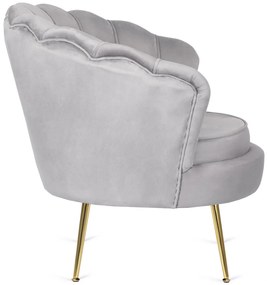 Elegáns Fotel Szürke Bársony Kárpittal, Aranyszínű Lábakkal. ANGEL