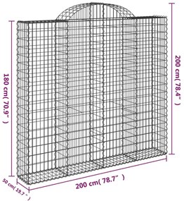 7 db íves horganyzott vas gabion kosár 200x50x180/200 cm
