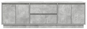 betonszürke TV-szekrény LED lámpákkal 160,5x41x50 cm