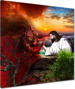 Vászonkép 80x80 Jézus és az ördög összefogása