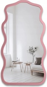 Blobs Nexus fali tükör rózsaszín Mdf keretben 60x113 hullámos