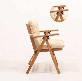 Összecsukható kerti szék párnával, bézs/habr színben