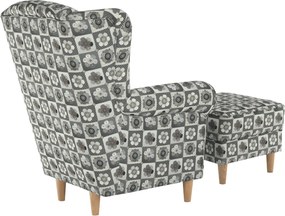 füles fotel puffal, szövet patchwork N1, ASTRID