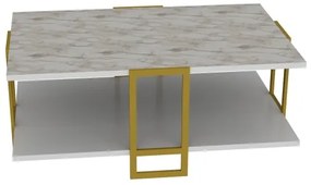 Kávésasztal POLKA 36,6x91,5 cm arany/fehér