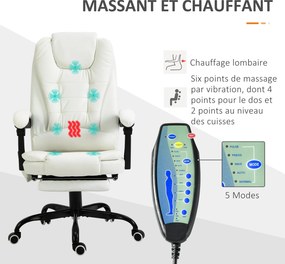 Vinsetto Masszázs Irodai Szék, Ergonomikus Szék Állítható Magassággal, Dönthető Háttámla és Vezetékes Távvezérlés, Húzható 360° Forgatható Lábpihentő,