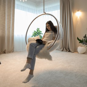 Függő fotel, átlátszó/arany/fehér, BUBBLE NEW TYP 1