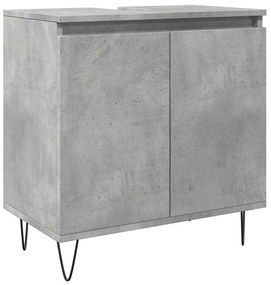 Betonszürke szerelt fa fürdőszobaszekrény 58x33x60 cm
