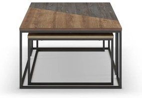 Natúr színű dohányzóasztal szett diófa dekoros asztallappal, 3 db-os 70x110 cm Titan – Marckeric