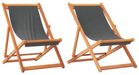 2 db összecsukható szürke szövet strandszék
