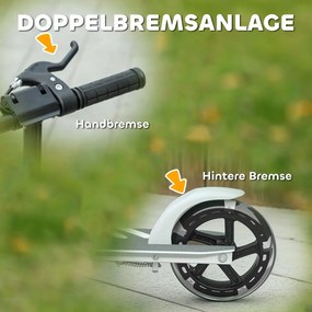 AIYAPLAY gyerek roller, dupla fék, fém váz, lábtartó, összecsukható, fehér