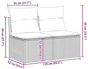 vidaXL 2 részes barna polyrattan akácfa kerti ülőgarnitúra párnákkal