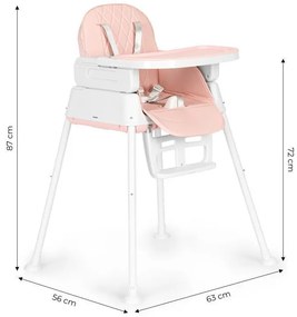 Összecsukható gyerek etetőszék 3 in 1 rózsaszín