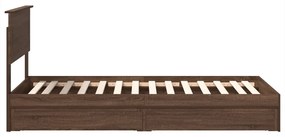 vidaXL Tárolós Ágy fejtámlával fiókkal Barna Tölgy 90 x 200 cm Faanyag
