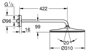 GROHE 26558000 - RAINSHOWER MONO 310 zuhanyfejes szett, 422 mm, fényes króm
