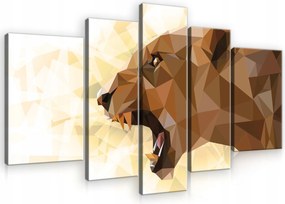 Vászonkép 170x100 Oroszlán bömbölés geometrikus low poly absztrakt erő energia