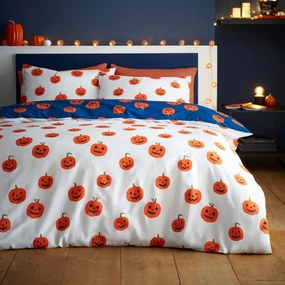 Kék-narancssárga egyszemélyes ágyneműhuzat 135x200 cm Halloween Pumpkins – Catherine Lansfield