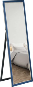 HOMCOM Teljes hosszúságú Tükör 150x50 cm Álló vagy Fali Tükör Bársonyos Kerettel és Állvánnyal Nappaliba vagy Hálószobába Kék | Aosom