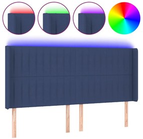 kék szövet LED-es fejtámla 163x16x118/128 cm