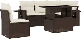vidaXL 6 részes barna polyrattan kerti ülőgarnitúra párnával
