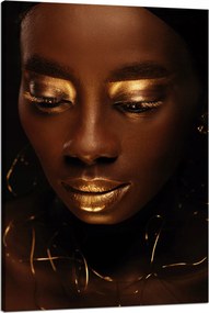 Vászonkép Nők arca Arany Száj és Elemek 80x120 cm