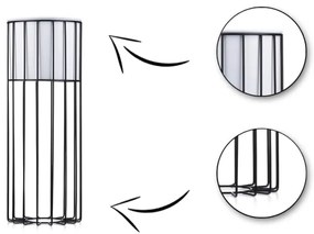 Fém virágcserép LOFT 55x20 cm fekete/fehér