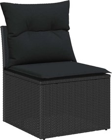 vidaXL Kerti Kanapé Szett párnával 8 pcs Fekete polirattan