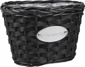 Fekete Ovális Fonott Kosár Fóliával 27x20x19 cm HL07727.M