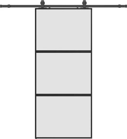 vidaXL fekete edzett üveg tolóajtó fémszerelék szettel 90x205 cm