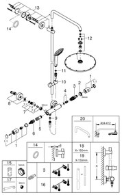 GROHE 26075GN0 - EUPHORIA 310 450 mm arany zuhanyrendszer