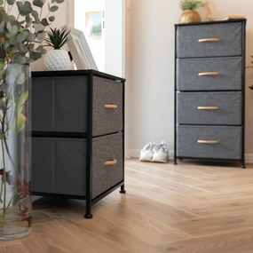 Komód szövet fiókokkal, fekete/sötétszürke, PALMERA TYP 2
