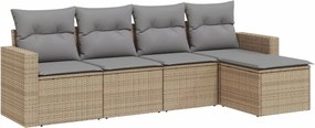 vidaXL 5 részes bézs polyrattan kerti ülőgarnitúra párnákkal