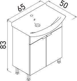 Purus mosdószekrény, 65 cm – TR785PNC1280