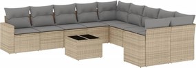 vidaXL 11 részes bézs polyrattan kerti ülőgarnitúra párnákkal