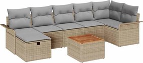 vidaXL Kerti Kanapé Szett párnával tárolóval 8 pcs Bézs polirattan