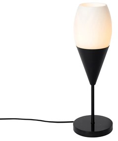Modern asztali lámpa fekete opálüveggel - Drop