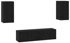 TV szekrény garnitúra Falra szerelhető 4 pcs Musta tammi