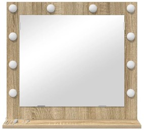 LED világítással rendelkező sminktükör Sonoma tölgy 60x55x18 cm