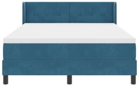 Boxspring Ágy Matrac Szürke Kék 160x200 cm Bársony