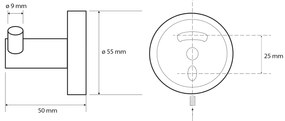 Sapho, X-ROUND BLACK dupla horog, fekete, XR202B
