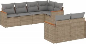 vidaXL 7 részes vegyes bézs polyrattan kerti ülőgarnitúra párnákkal