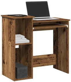 antik fa színű szerelt fa íróasztal polcokkal 84x40x78 cm